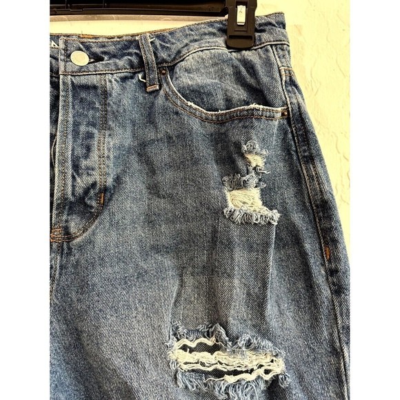 Vanilla Star Distressed Button Fly 90s Boyfriend Jeans Women's Size 15 Blue - Picture 3 of 16